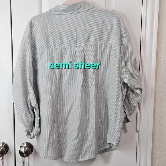 Eden & Olivia White and Green Striped Button-Down Shirt - Picture 6 of 8